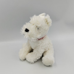 Doudou peluche chien blanc collier rouge GUND