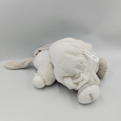 Doudou lapin plume blanc gris KALOO