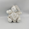 Doudou lapin plume blanc gris KALOO