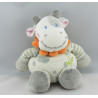 Doudou plat vache blanche taches grises col fleur NICOTOY