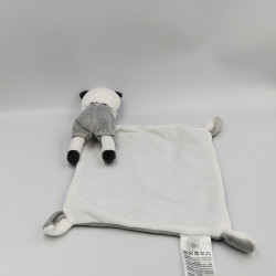 Doudou panda gris blanc pois gris argent mouchoir MOTS D'ENFANTS