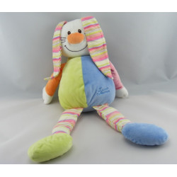 Doudou chien bleu vert rose orange os TIAMO