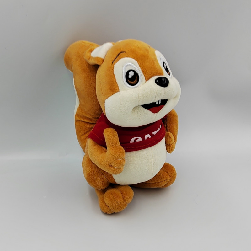 Peluche écureuil marron pull rouge CAP'A