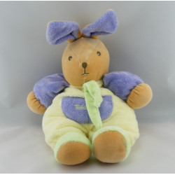 Doudou lapin boule ecru mauve vert TAKINOU