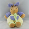 Doudou lapin boule ecru mauve vert TAKINOU