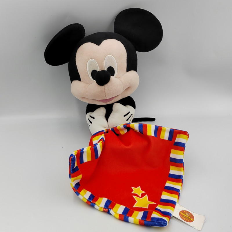 Doudou peluche Mickey mouchoir rouge jaune bleu DISNEY PTS TOMMY