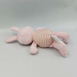 Doudou lapin rose blanc rayé TOM & KIDDY