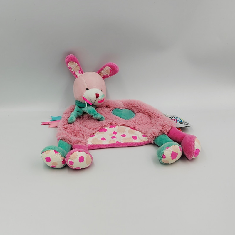 Doudou et compagnie plat lapin rose bleu Papatte TATOO