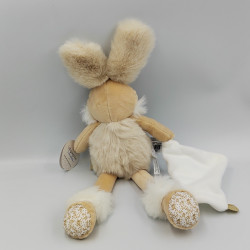 Doudou et compagnie lapin beige blanc mouchoir Lapin de sucre