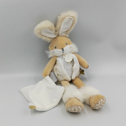 Doudou et compagnie lapin beige blanc mouchoir Lapin de sucre