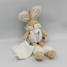 Doudou et compagnie lapin beige blanc mouchoir Lapin de sucre