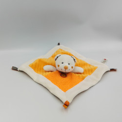 DOUDOU PLAT OURS BLANC ORANGE POIS