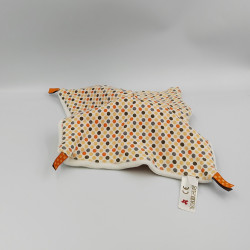 DOUDOU PLAT OURS BLANC ORANGE POIS