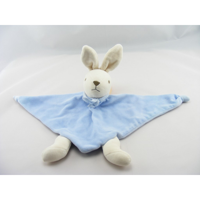 Doudou plat triangle lapin bleu jaune mon premier NOUNOURS