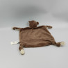 Doudou plat ours marron blanc fleurs PLAYKIDS