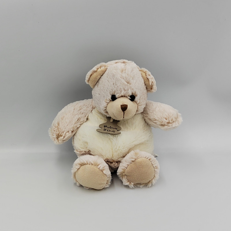 Doudou ours beige blanc tout doux z'animoos HISTOIRE D'OURS