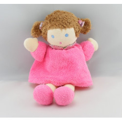 Doudou poupée fille robe rose NOUNOURS