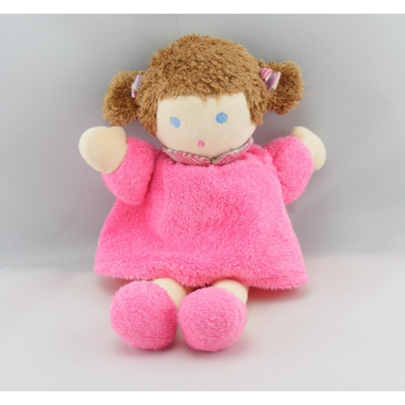 Doudou poupée fille robe rose NOUNOURS