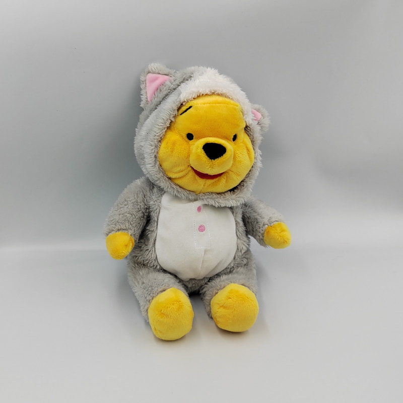 Doudou peluche Winnie l'ourson déguisé en chat gris DISNEY NICOTOY