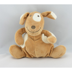 Doudou chien couché beige cocard OBAIBI