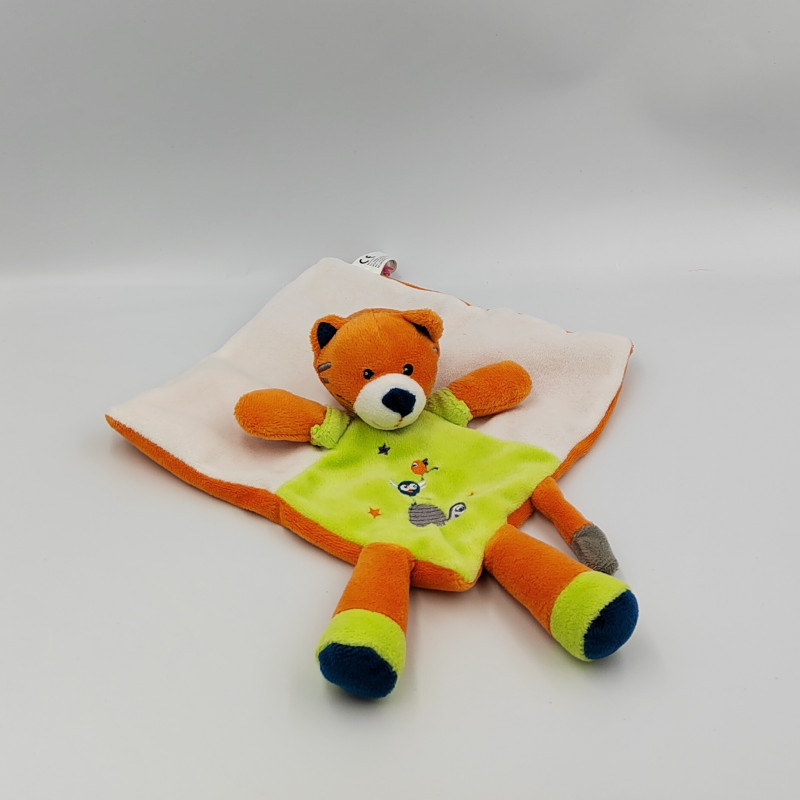 DOUDOU PLAT CHAT TIGRE ORANGE BLANC