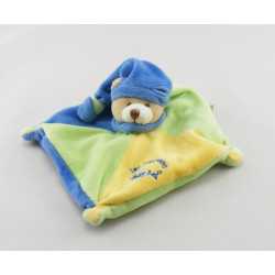 Doudou plat ours les bonbons rose bleu jaune BABY NAT