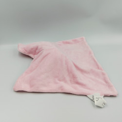 Doudou plat lapin rose motifs feuilles souris SIPLEC