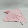 Doudou plat lapin rose motifs feuilles souris SIPLEC