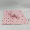 Doudou plat lapin rose motifs feuilles souris SIPLEC