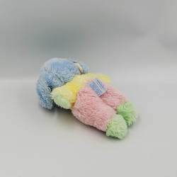 Ancien doudou peluche chien bleu jaune rose vert NOUNOURS