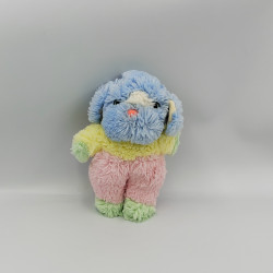 Ancien doudou peluche chien bleu jaune rose vert NOUNOURS