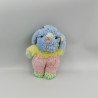 Ancien doudou peluche chien bleu jaune rose vert NOUNOURS