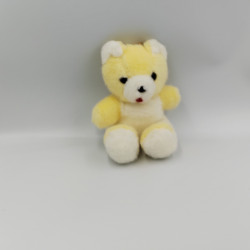 Ancienne Peluche ours chat blanc jaune