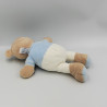 Doudou ours beige bleu blanc AJENA