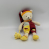 Doudou chat ours rouge jaune bleu BABY NAT