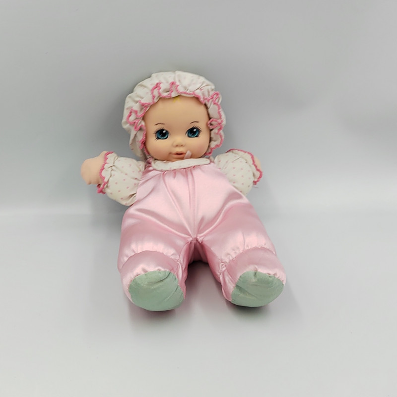Ancienne poupée chiffon rose blanc coeurs PLAYSKOOL