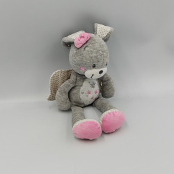 DOUDOU LAPIN GRIS BLANC ROSE COEURS