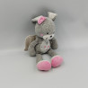 DOUDOU LAPIN GRIS BLANC ROSE COEURS