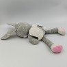 DOUDOU LAPIN GRIS BLANC ROSE COEURS