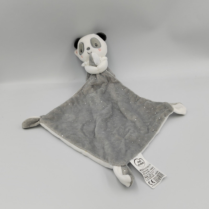 DOUDOU LAPIN GRIS BLANC ROSE COEURS