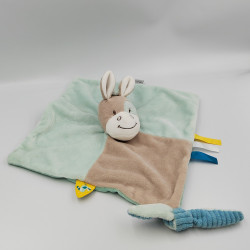 Doudou plat âne cheval bleu beige Tim et Tiloo NATTOU