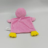 Doudou plat oiseau pingouin rose blanc poissons NICOTOY