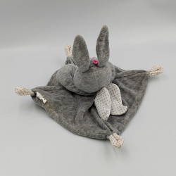 DOUDOU PLAT LAPIN GRIS ROSE ANGE