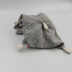 DOUDOU PLAT LAPIN GRIS ROSE ANGE