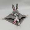 DOUDOU PLAT LAPIN GRIS ROSE ANGE