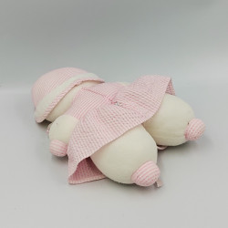 Ancien doudou poupée chiffon blanc rose rayé marin COROLLE