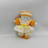 Ancien doudou poupée chiffon blanc orange jaune pois rayé marin COROLLE