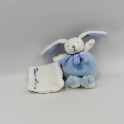 Doudou et compagnie lapin bleu blanc mouchoir Cueillette