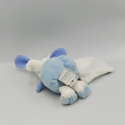 Doudou et compagnie lapin bleu blanc mouchoir Cueillette