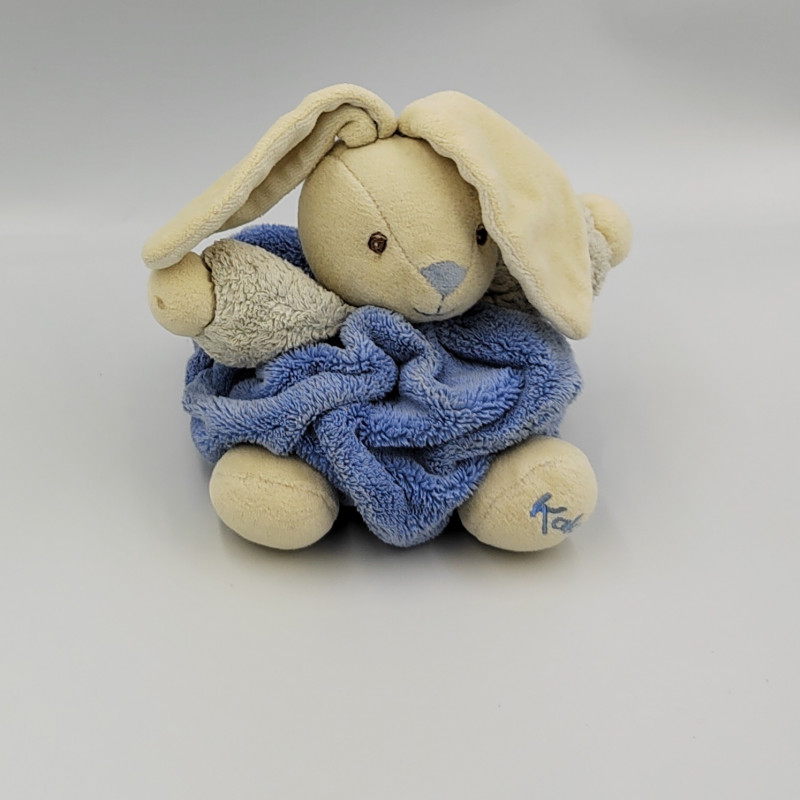 DOUDOU LAPIN PLUME BLANC BLEU KALOO